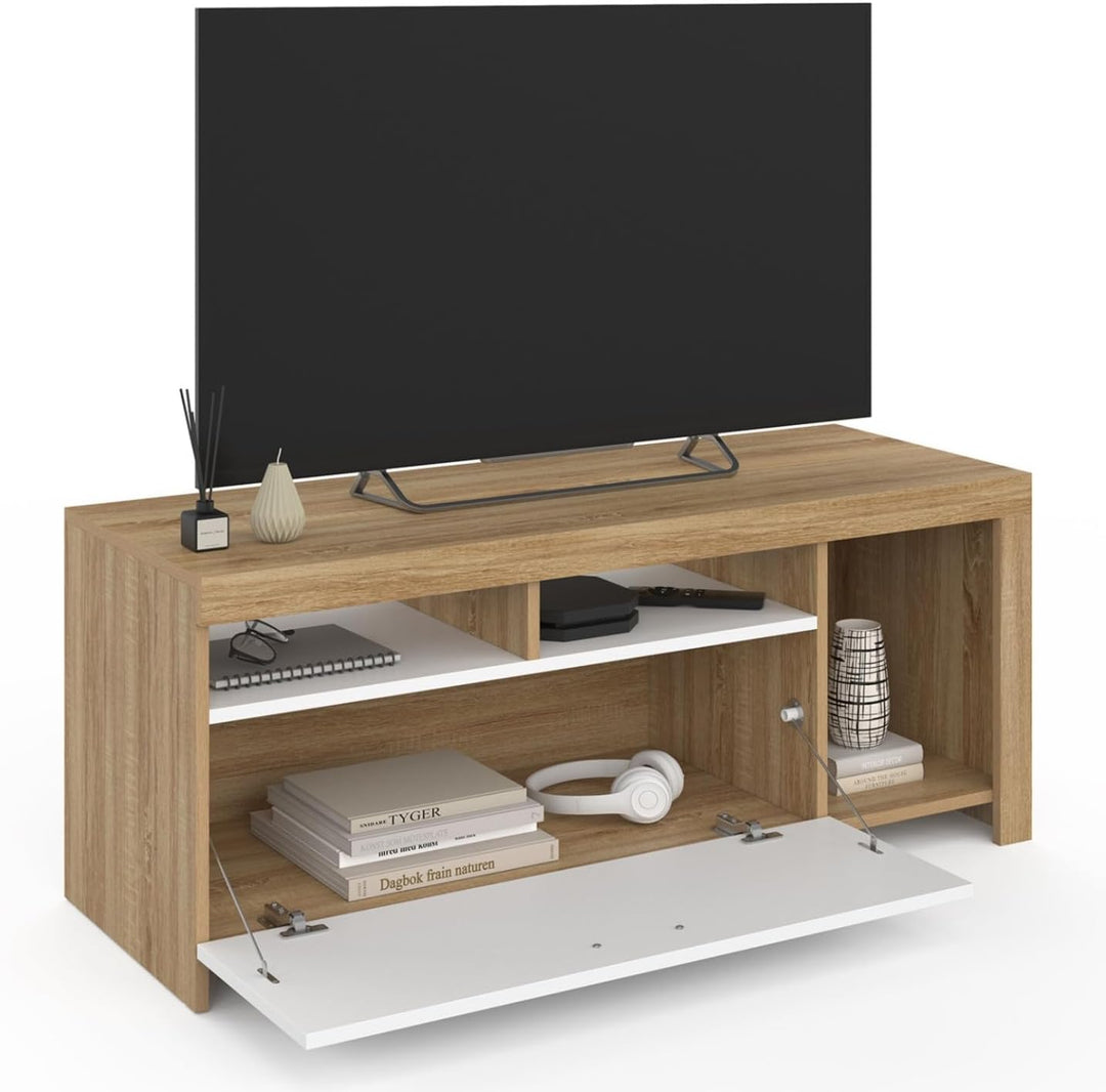 IDMarket - TV-Schrank 110 cm Malo Holz und Schrank weiss