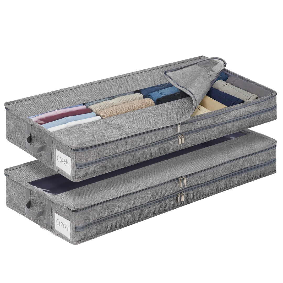 GARPROVM Stabil Unterbett Aufbewahrungsbox 2er Set, 85x40x12cm Formstabil Unterbettkommode Unterbett