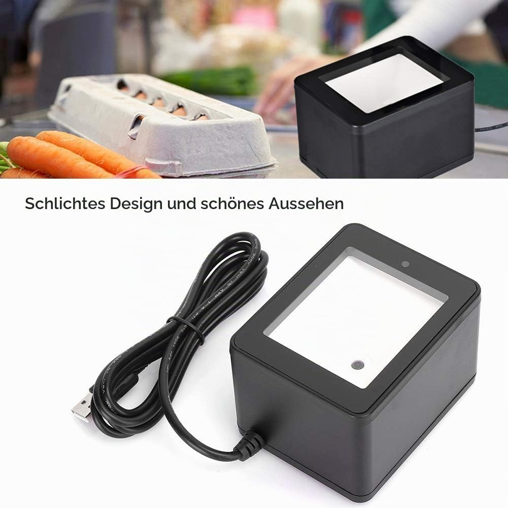 ASHATA Desktop Barcode Scanner, 360° Barcode Scanner, QR Code Scan Plattform, CMOS Supermarket Mobil