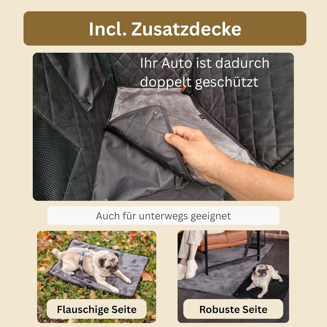 2GOODz Hunde Autositz für Rückbank mit Flauschiger Zusatzdecke - Hundedecke für kleine, mittlere Hun