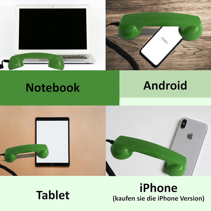 Opis 60s Micro - Retro Handyhörer für Android Smartphones, Tablets, Notebooks und Handys in der Form