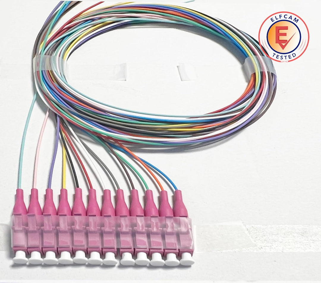 Elfcam® - Farbkodiertes Glasfaserpigment 12 Fasern LC/UPC OM4 Multimode ohne Ummantelung OM4 LC/UPC,