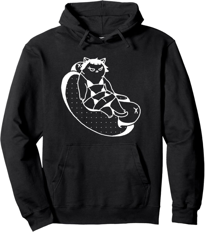 Dicke Katze auf Hot Dog Witziges Geschenk Anime Katzen-Fan Pullover Hoodie