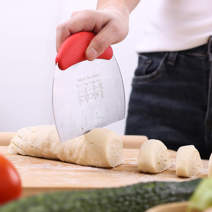 Teigschaber aus Edelstahl, für Gebäck und Pizzaschneider, flexibler Silikonschaber mit guter Griffig