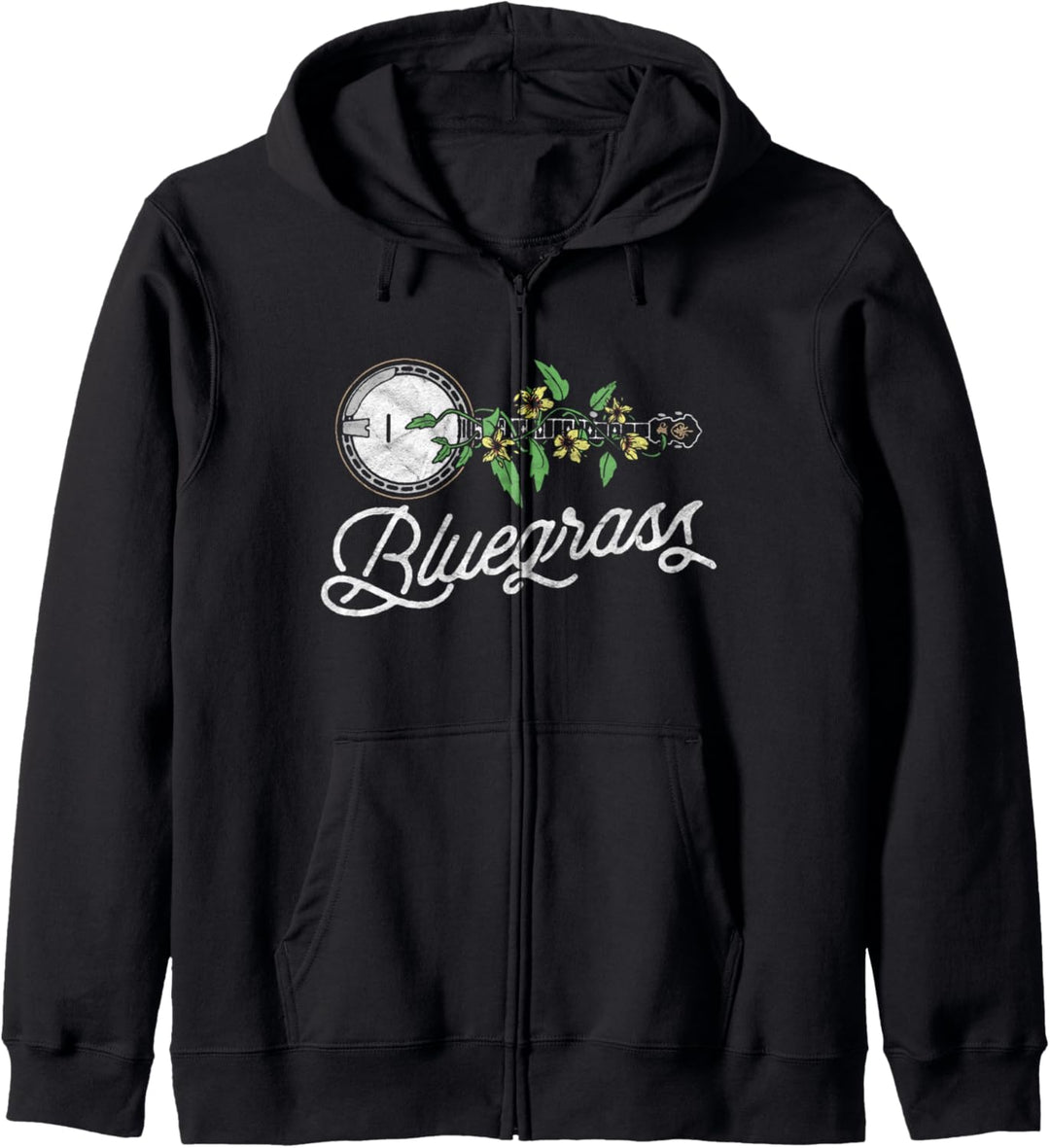 Bluegrass Typography - Banjo Vine & Vintage Flowers Graphic Kapuzenjacke