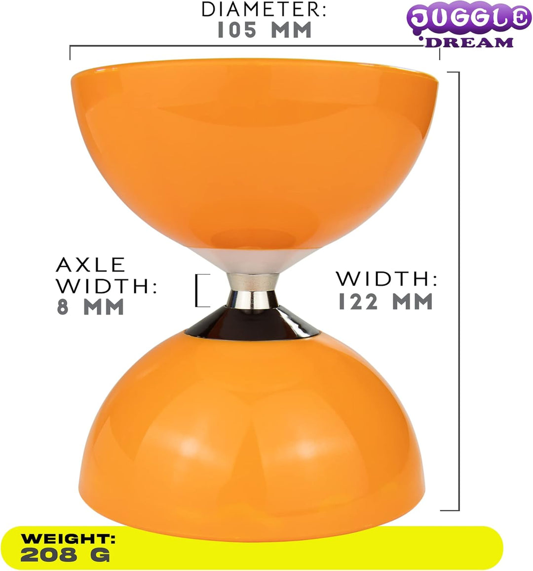 Juggle Dream Carousel Diabolo Jonglier-Set - Dreifach-Kugellagerachse - mit Aluminiumstäben und Onli