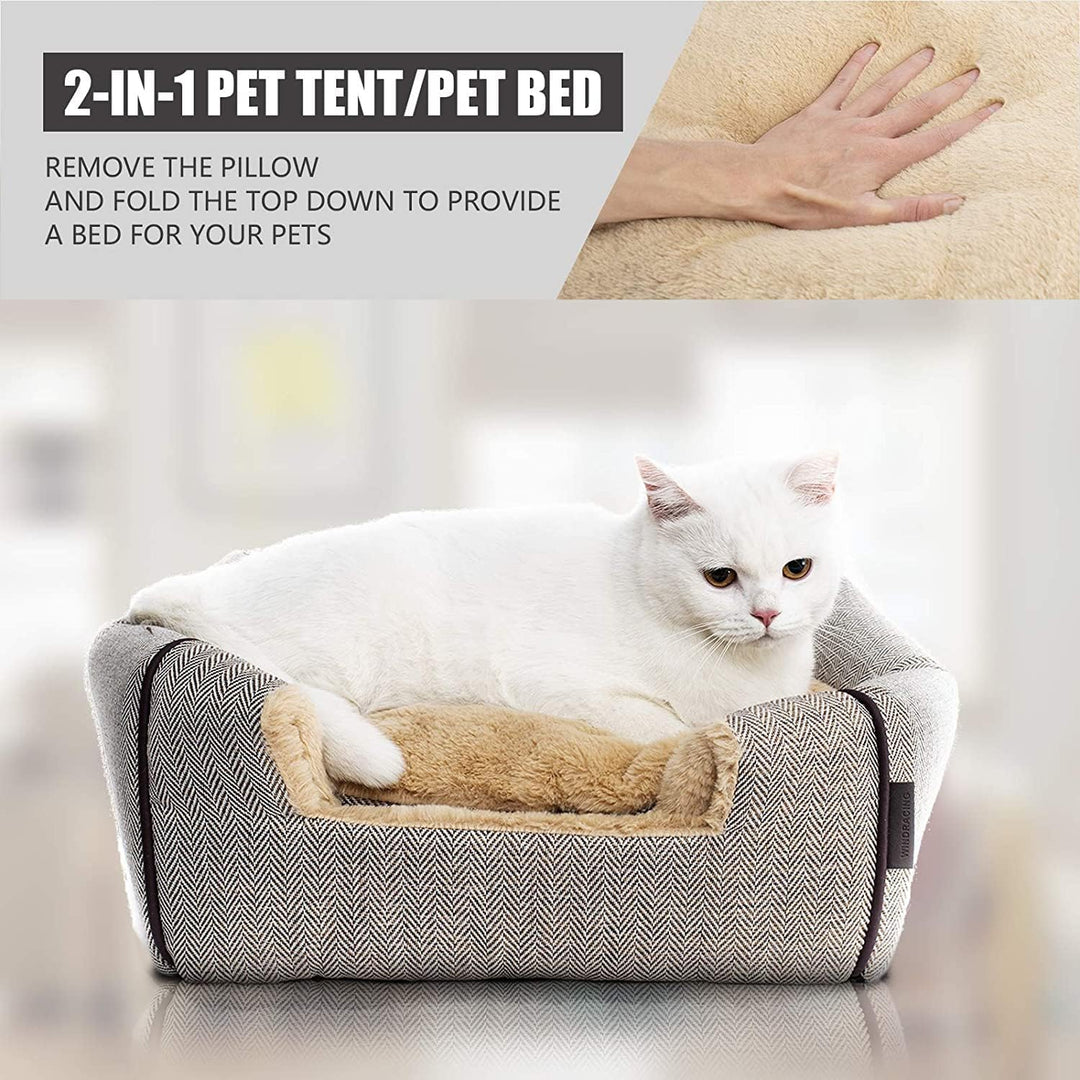 WINDRACINGKatzenbett für Indoor-Katzen, Katzenhöhle, Katzenzelt mit abnehmbarem, waschbarem Kissen,