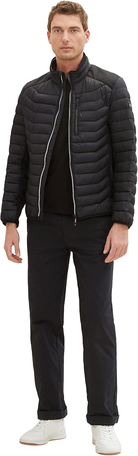 TOM TAILOR Herren 1038606 Hybrid Steppjacke mit Stehkragen (1er Pack) XXL 29999 - Black, XXL 29999 -