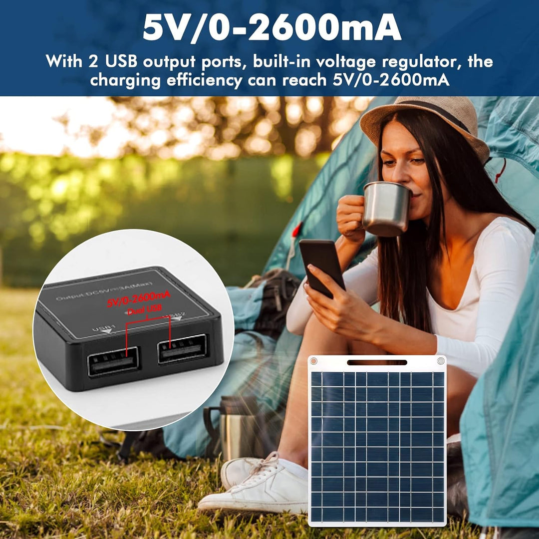 30W Solarpanel 5V Dual USB Tragbares Solarladegerät Outdoor Handy Ladegerät for Camping Wandern