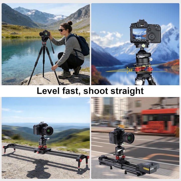 Stativ Nivellierständer mit +/-5 Grad Präzisions-Einstellhalterung für Panoramakopf Kugelkopf Videok