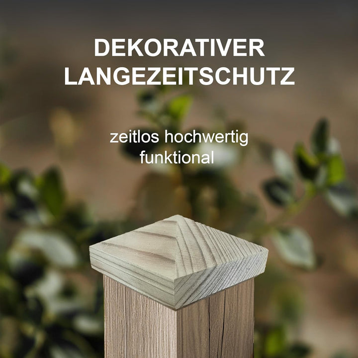 Pfostenkappe | Holz imprägniert | 100 x 100 mm | 10 Stück | Eckige Abdeckkappe für Garten Holzpfoste