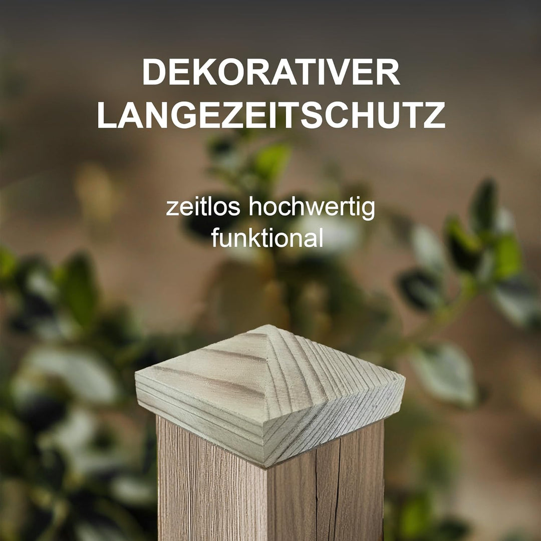 Pfostenkappe | Holz imprägniert | 100 x 100 mm | 5 Stück | Eckige Abdeckkappe für Garten Holzpfosten