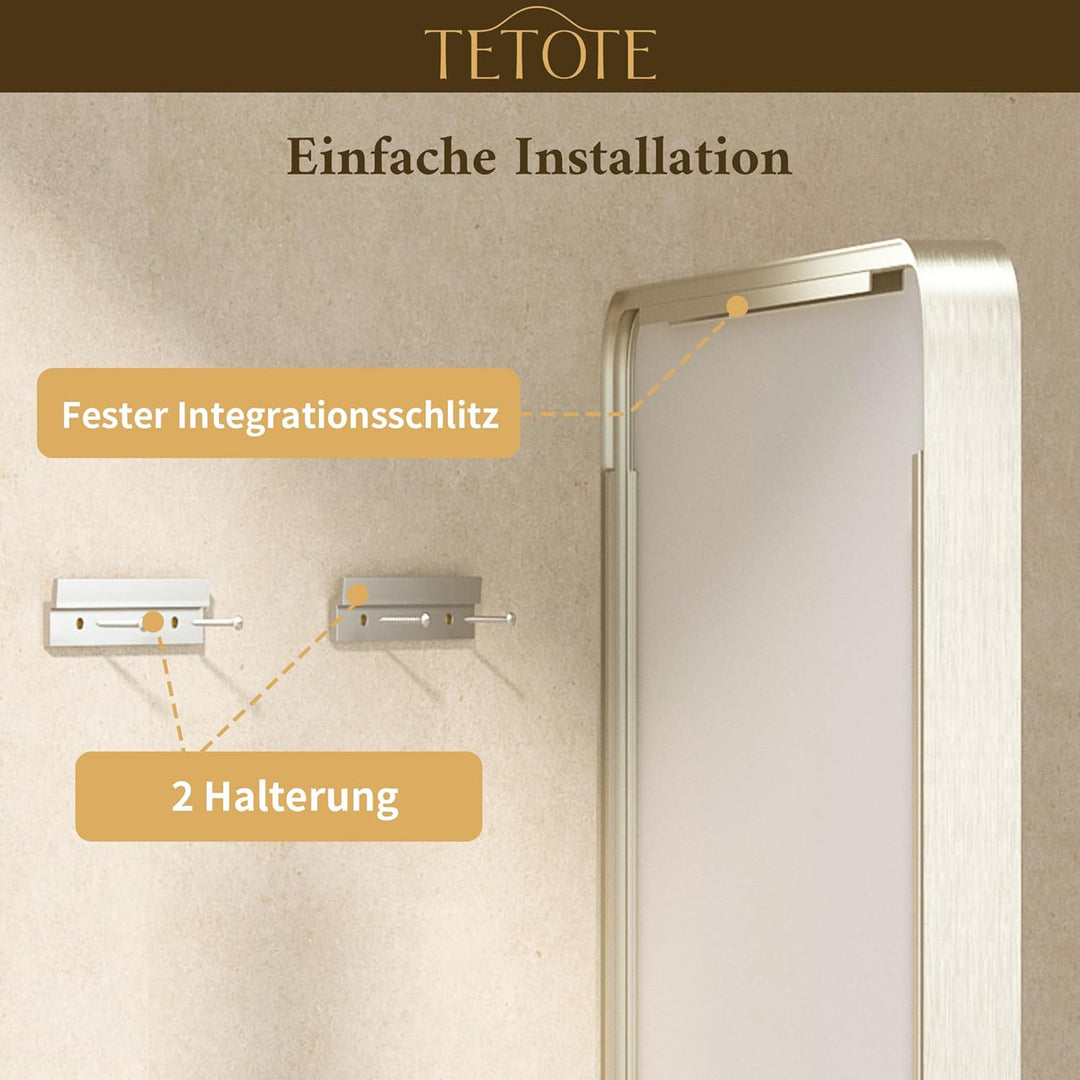 TETOTE 152x90cm Wandspiegel Nickel Ohne Beleuchtung, Rechteckig Badspiegel mit Runder Ecke, Metallra