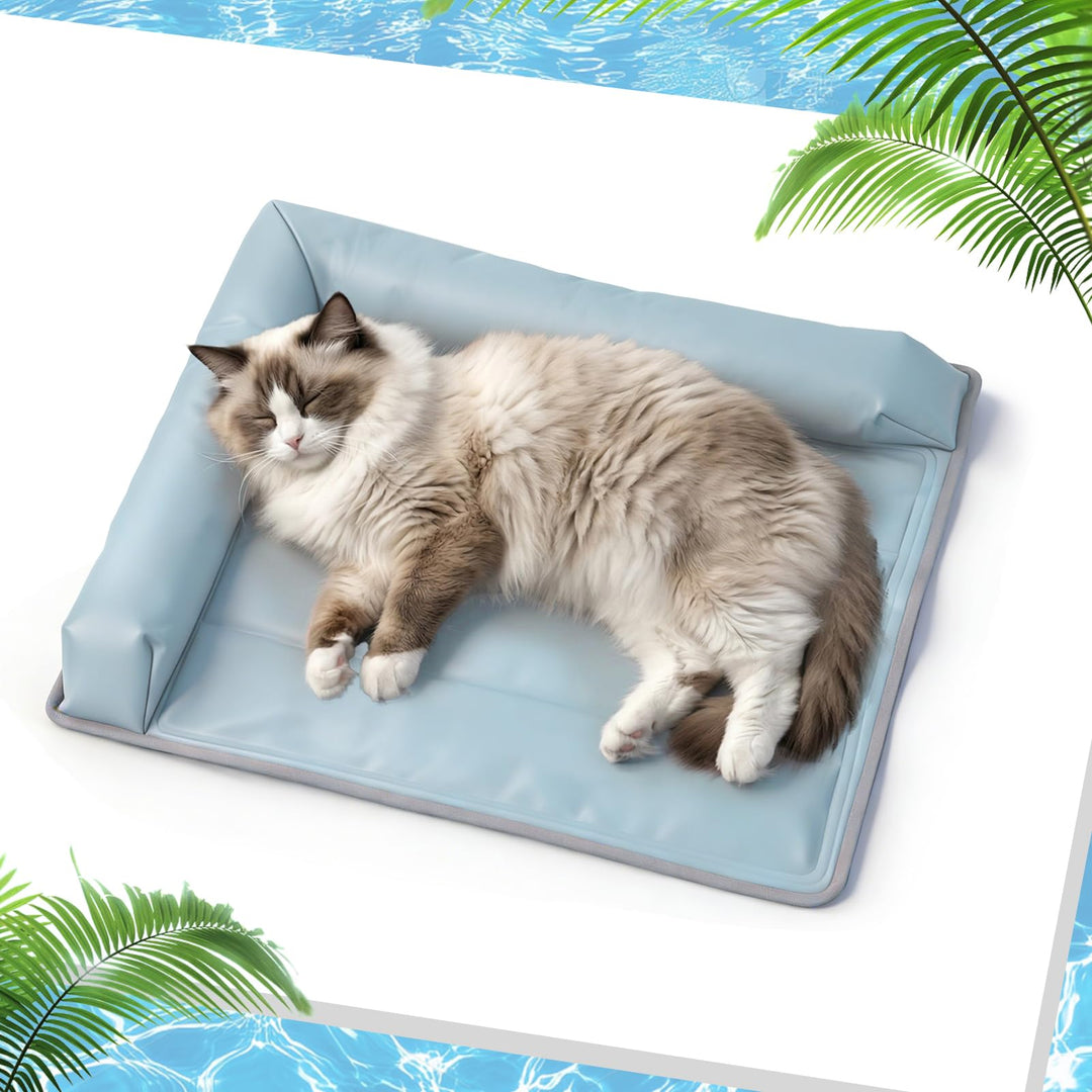 XIAPIA Kühlmatte Hunde Ergonomisch mit Rand (7cm), 48x58 cm Hundebett Selbstkühlend, 100% Ungiftiges