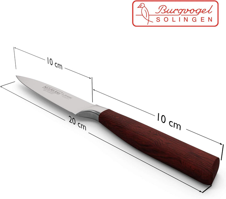 Burgvogel Solingen Natura Line, Spickmesser Holzgriff, rot satiniert, geschmiedet, 10 cm, sehr schar