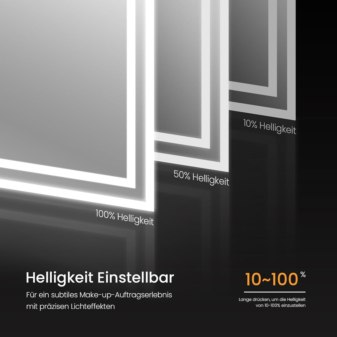 EMKE Badspiegel mit Beleuchtung 80x60cm Badezimmerspiegel mit Antibeschlag, Touchschalter, kaltweiss