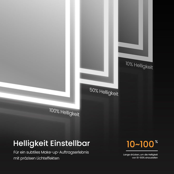 EMKE Badspiegel mit Beleuchtung 80x60cm Badezimmerspiegel mit Antibeschlag, Touchschalter, kaltweiss