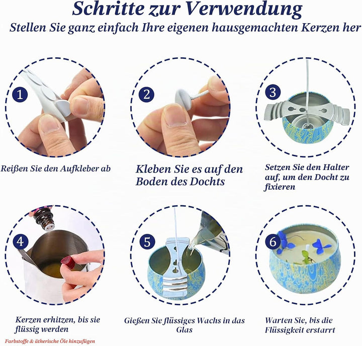 Set zur Herstellung von Kerzen zum Selbermachen, mit Beschreibung, enthält 4 Packungen Sojawachs, 8