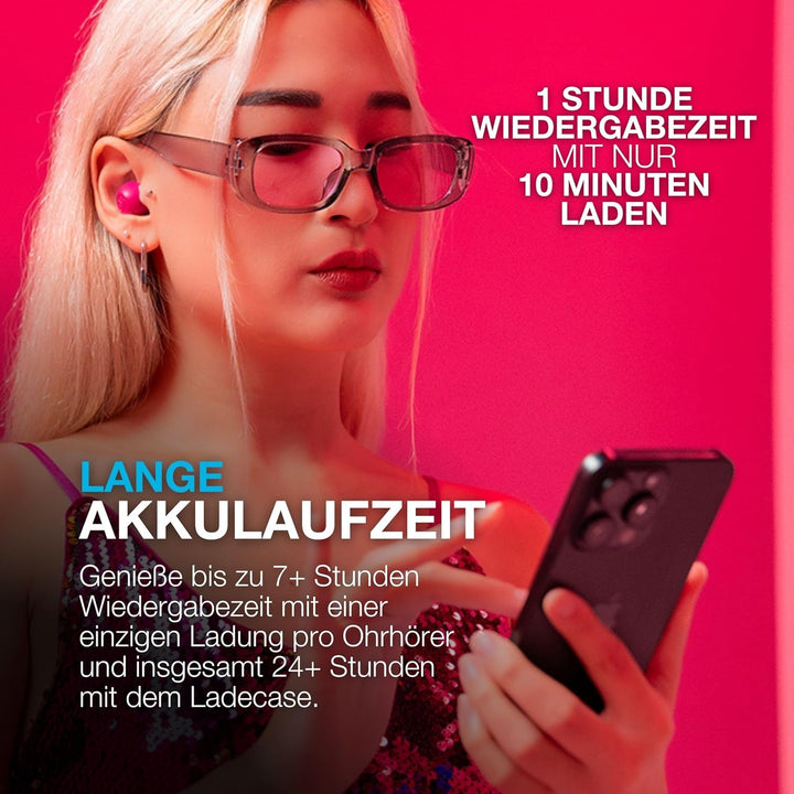 JLab Go Pop ANC In Ear Kopfhörer Bluetooth, Active Noise Cancelling kabellose Kopfhörer 24+ Std. Spi