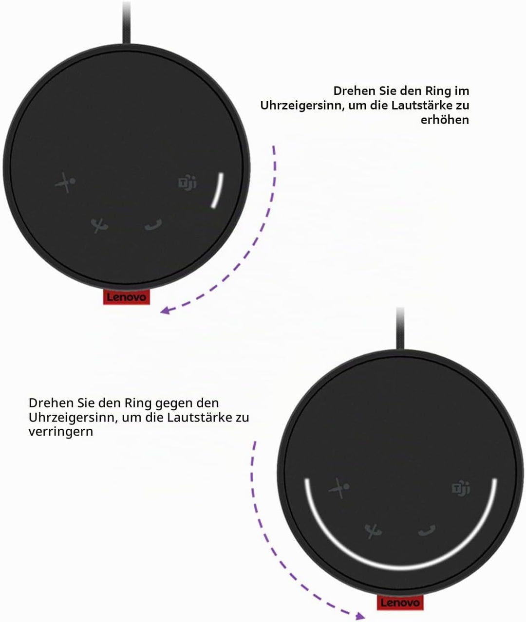 Lenovo Go Wired Speakerphone, Schwarz