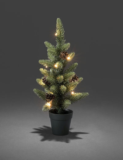 Konstsmide 3780-100 LED Weihnachtsbaum mit Tannenzapfen und Topf / für Aussen (IP44) / Batteriebetri