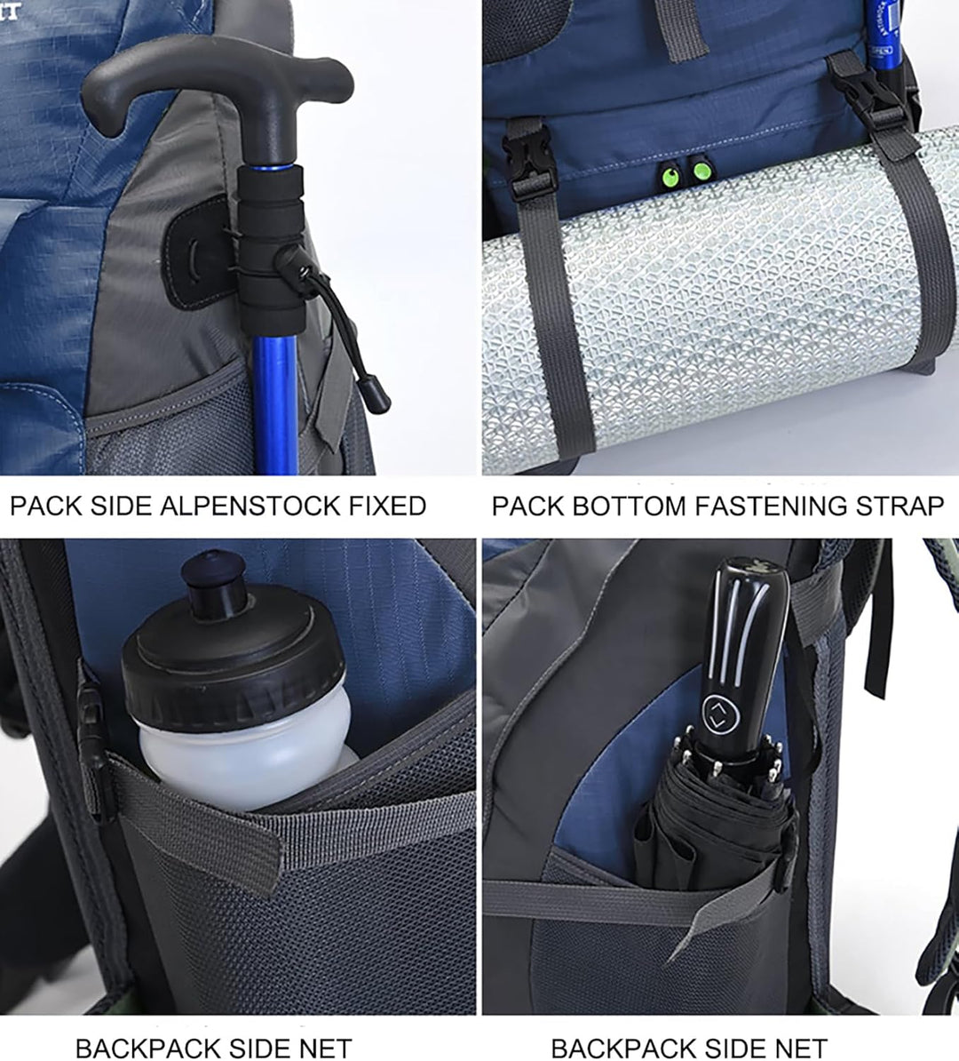 Bseash 50L Leichter wasserfester Wanderrucksack, Outdoor Sport Tagesrucksack Multifunktions Reisetas