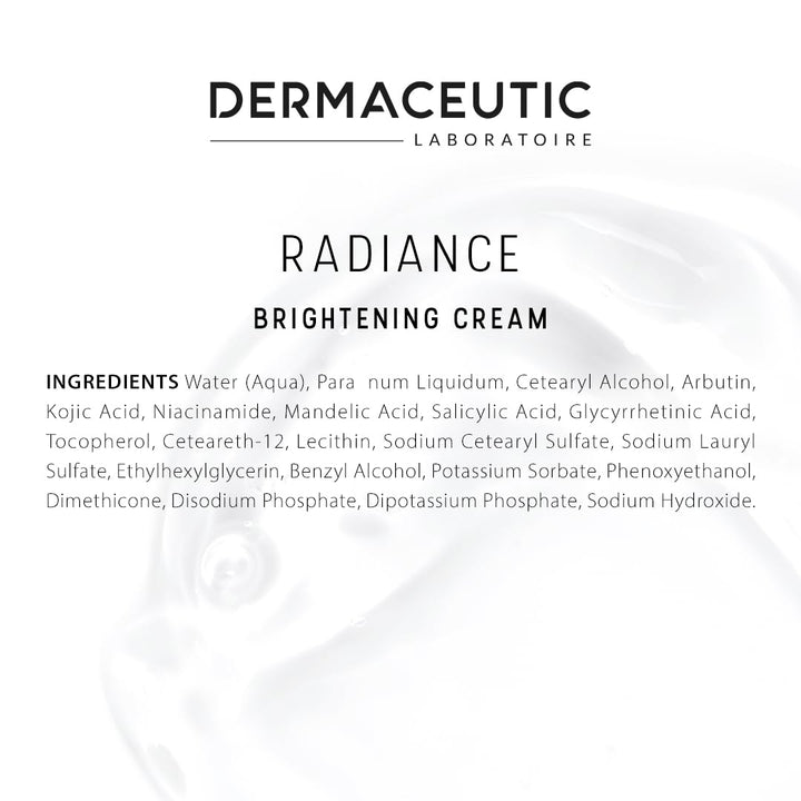 Dermaceutic Radiance - Aufhellende Creme mit Kojisäure, Arbutin, Niacinamid, Salicyl- und Mandelsäur