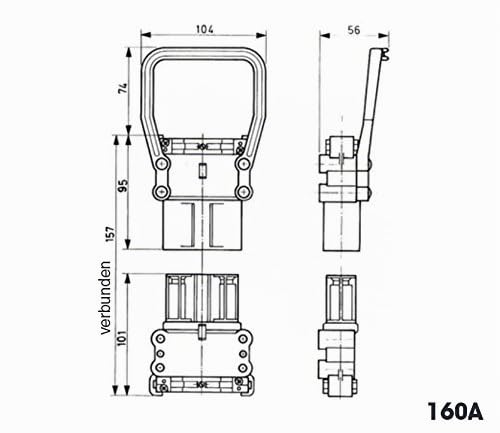 Intratec Batterieladestecker Dose mit Handgriff – Batterie-Stecker für Gabelstabler, Kehrmaschinen e