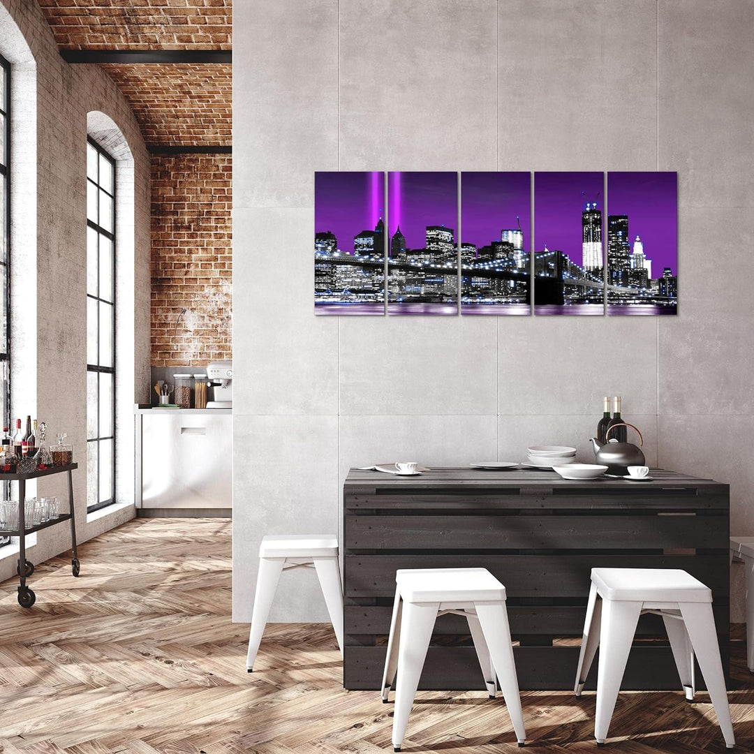 Runa Art Bild New York City Wandbilder auf Vlies Leinwand 5 Teilig Wanddekoration Wohnzimmer Büro 00