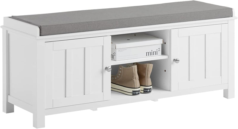 SoBuy FSR35-W Sitzbank Schuhschrank Garderobenbank mit Sitzkissen MDF Bettbank weiss BHT ca: 105x43x