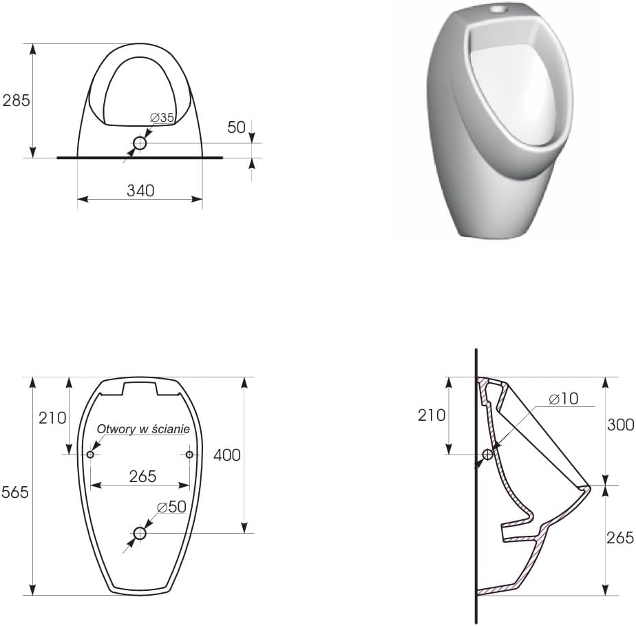 Domino ECO Urinal Apollo A101 B Set