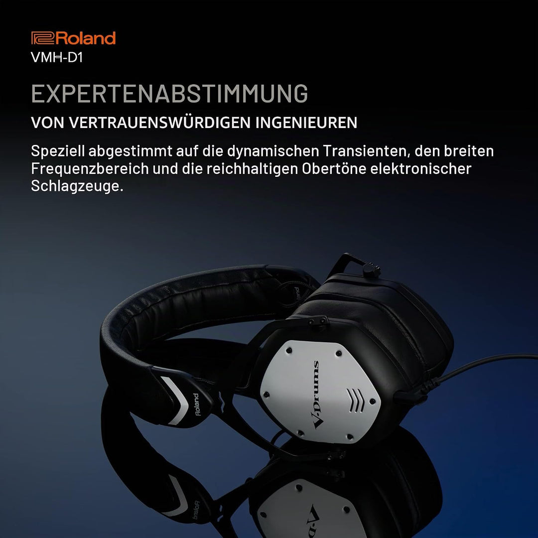 Roland VMH-D1 V-Drums Kopfhörer | Entwickelt von Roland &amp; V-Moda für V-Drums &amp; alle E-Drumkits | Imm