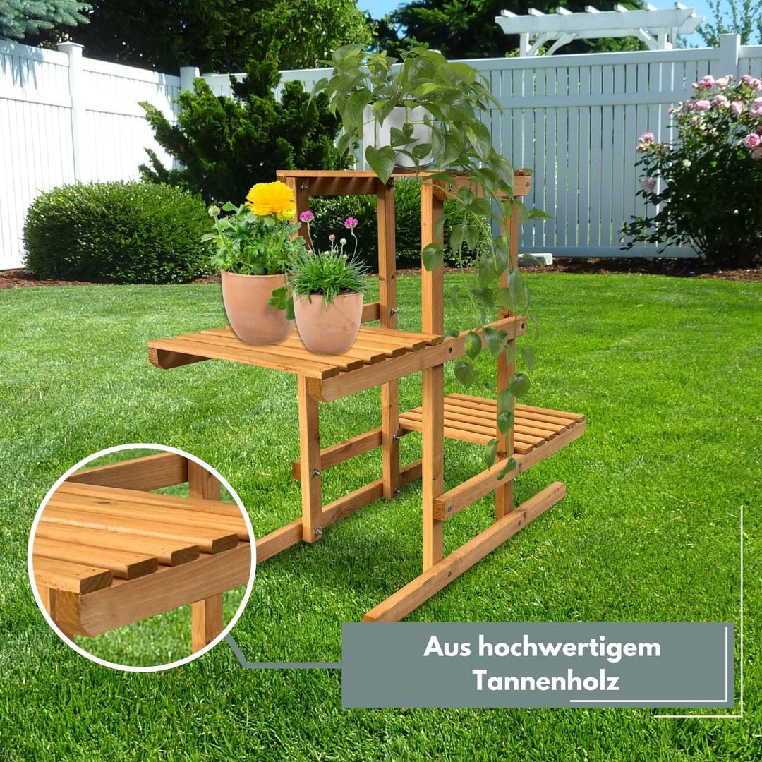 Pflanzenregal Perry Holz Blumenregal 3 Etagen Blumentreppe für Garten Balkon Terrasse oder Innenräum