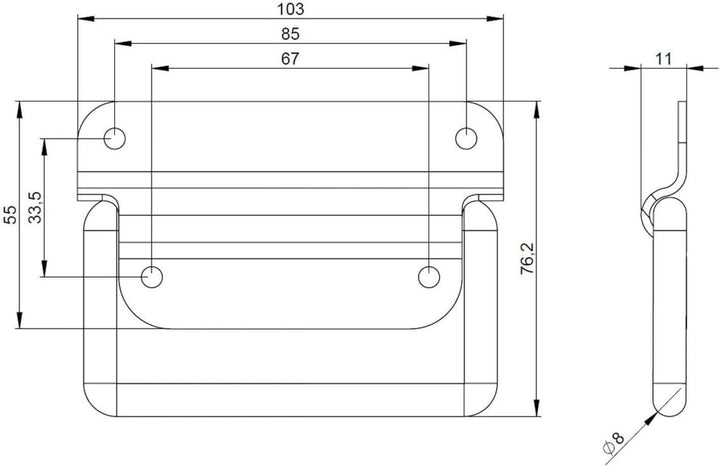 Adam Hall Hardware 3440 M24 AH - 24er Set Klappgriff / Kistengriff silber 4-Loch zweiteilig