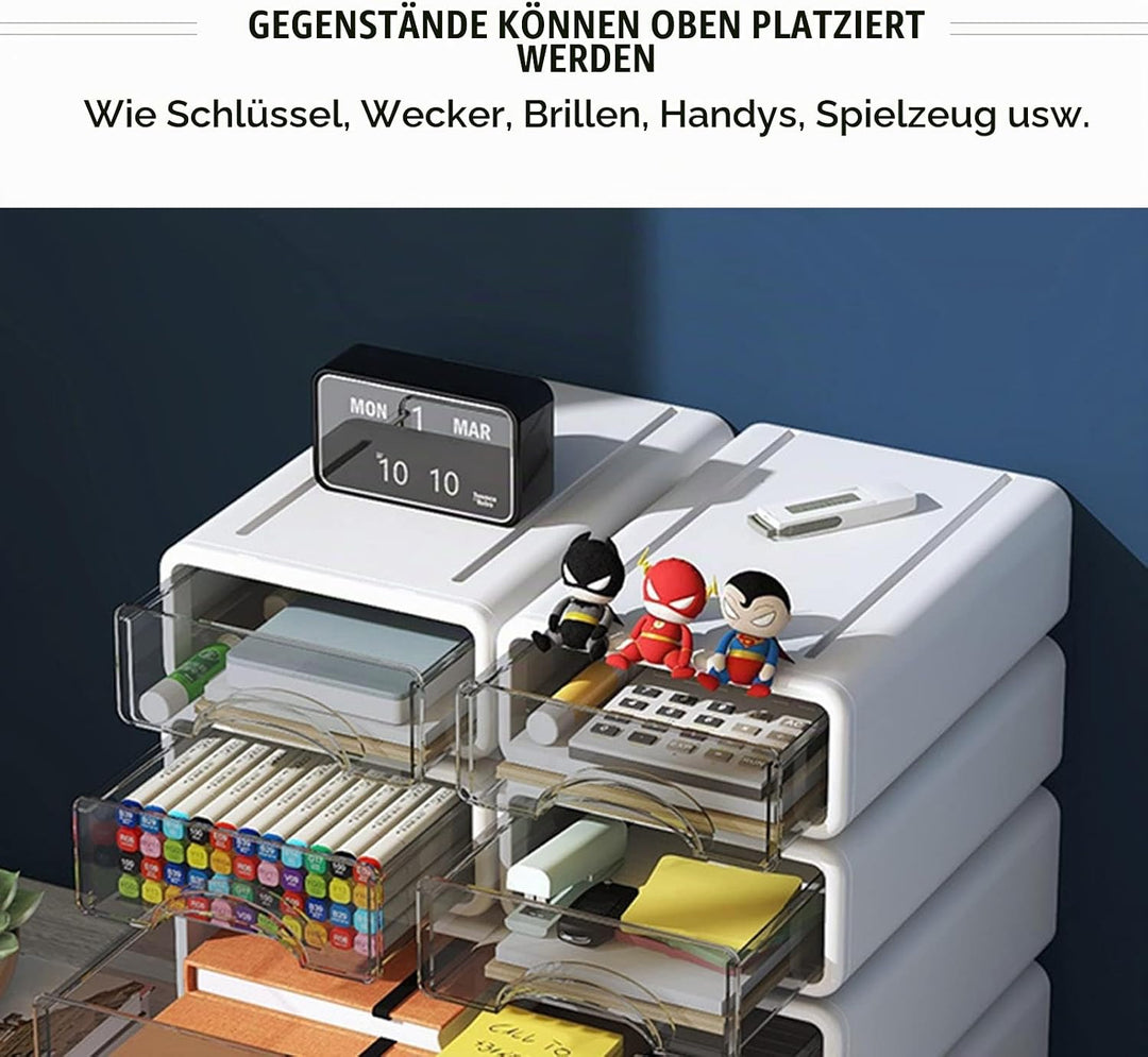 Vinteky Schubladenbox, Stapelbare Mini Aufbewahrungsbox aus hochwertigem Kunststoff (PP), Sichtbar S
