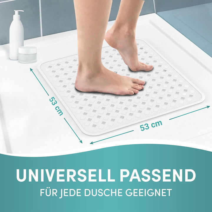 Engelbach® Duschmatte rutschfest 53x53cm - Inklusive Haken zum Aufhängen - 100% BPA-frei - Antirutsc