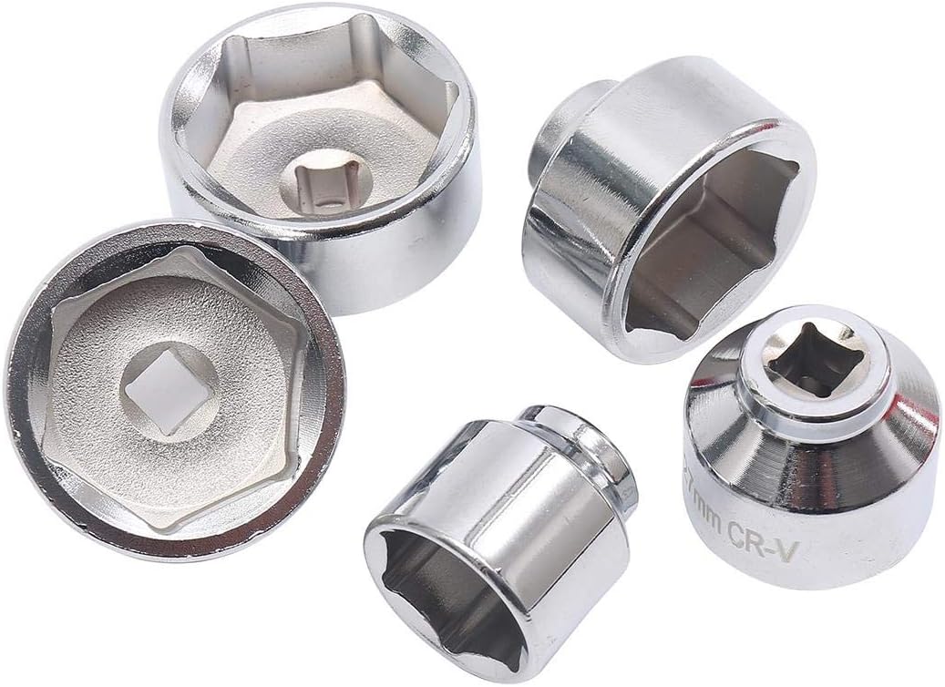 KATSU Ölfilter Schraubenschlüssel Satz 5 Stück, 3/8" Sechskantantrieb 24-38mm Ölfilter Steckschlüsse