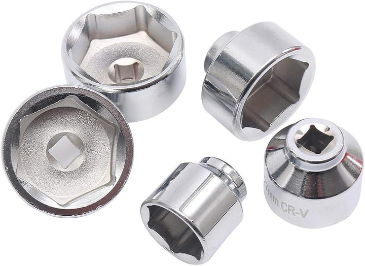 KATSU Ölfilter Schraubenschlüssel Satz 5 Stück, 3/8" Sechskantantrieb 24-38mm Ölfilter Steckschlüsse