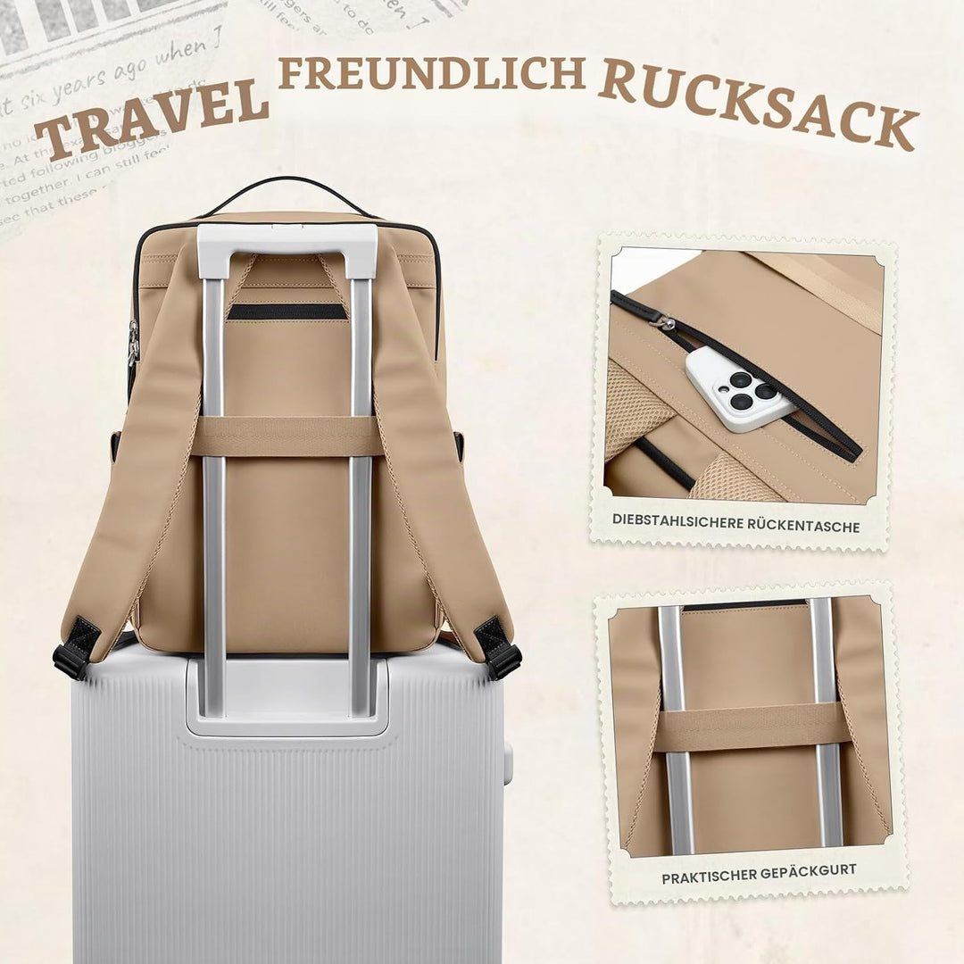 GOLF SUPAGS Kunstleder Rucksack Damen, Stilvoller Laptop Rucksack, Multifunktionaler Tagesrucksack W