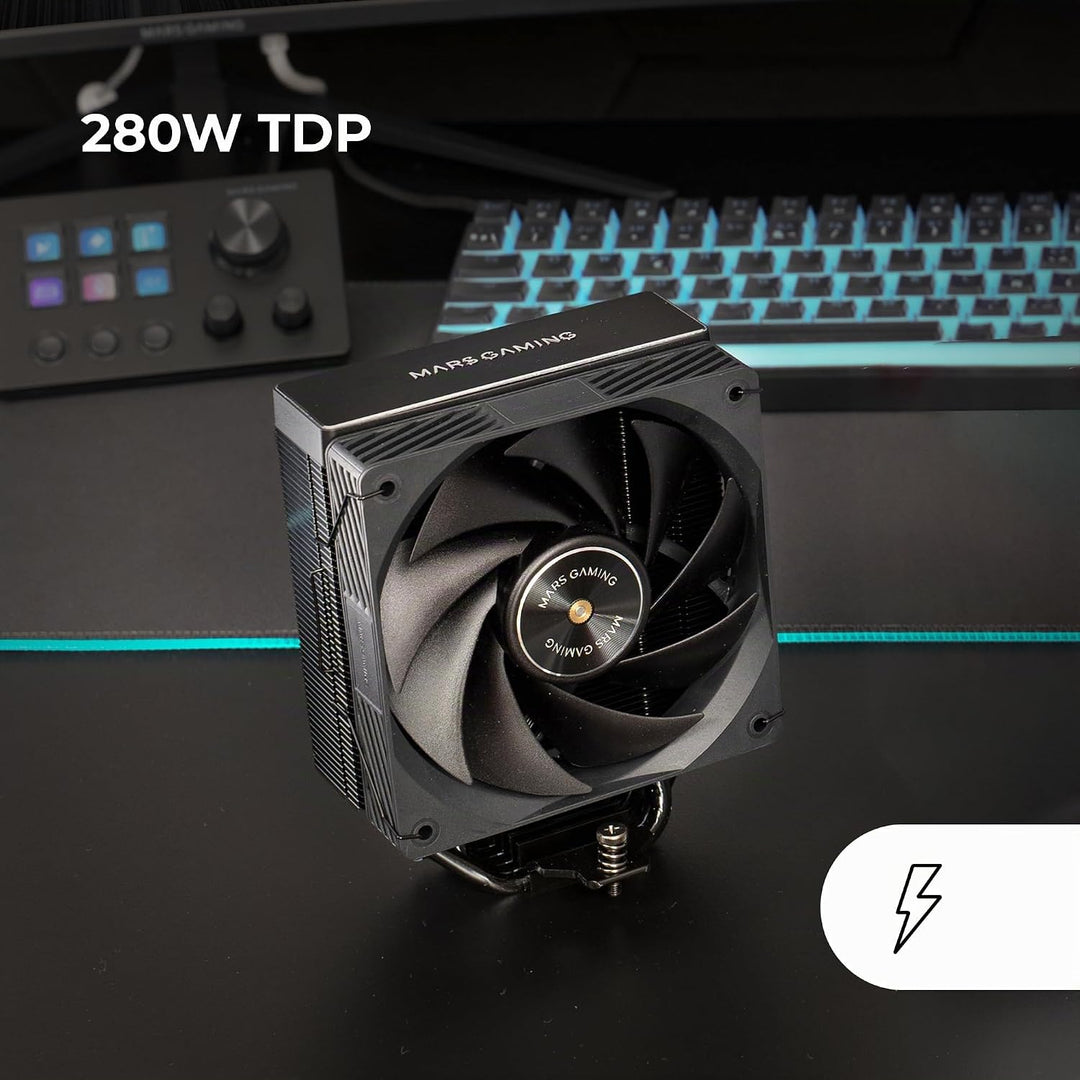 MARS GAMING MCPU-X5, CPU-Kühler 280W TDP, 5x HCT-Heatpipes der Neuen Generation, PWM-Lüfter SI Extre