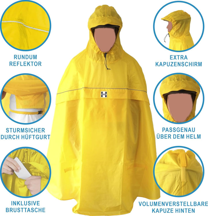 HOCK - DAS ORIGINAL und echter TESTSIEGER* - Fahrrad Regenponcho mit Kapuze - Fahrradponcho Wasserdi