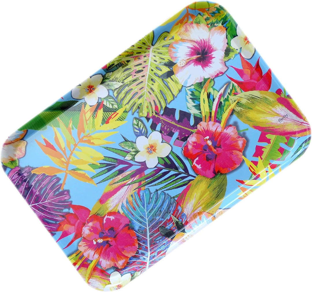 Lashuma Kunststoff Esstablett Muster: Tropical, Grosses Servicetablett italienisch, Kaffeetablett re