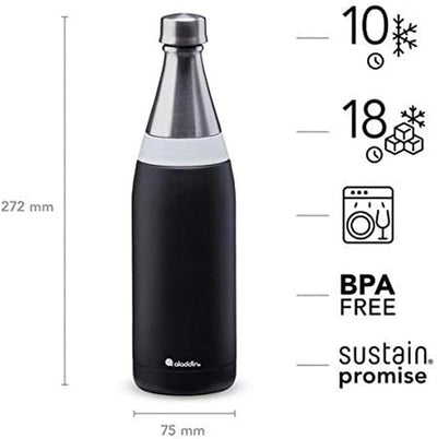 Aladdin Fresco Thermavac Trinkflasche Edelstahl 0.6L Lava Black – Thermosflasche Auslaufsicher - Häl