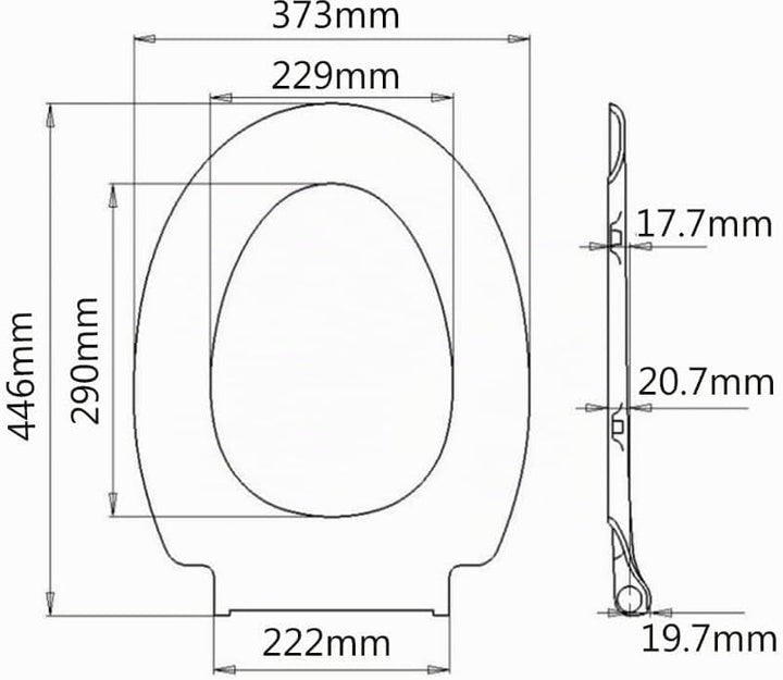 Duroplast WC-Sitz O-Form mit Absenkautomatik, Edelstahlscharnier, One-Touch-Schnellverschluss und ei