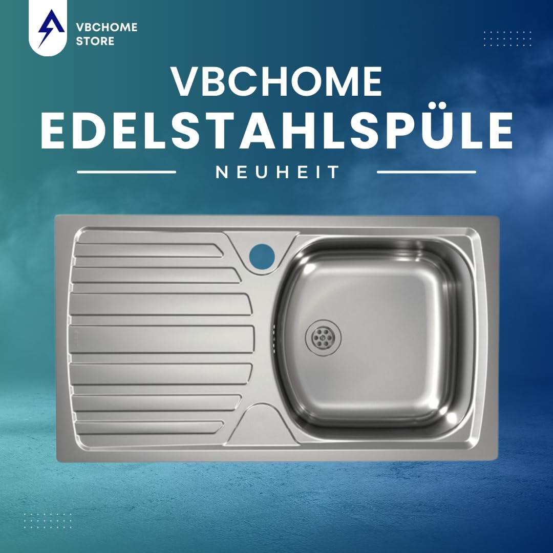 VBChome: Einbauspüle mit Hahnloch 780 x 435 mm Camping Küchenspüle - Leinenstruktur Alveus Basic 170