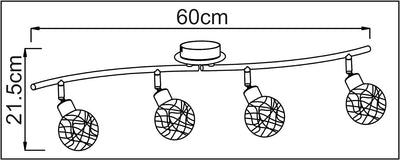 Trango 4-flammig Deckenleuchte 1002-48 Chromoptik incl. 4x G9 LED Leuchtmittel 3.000K warmweisse Lic