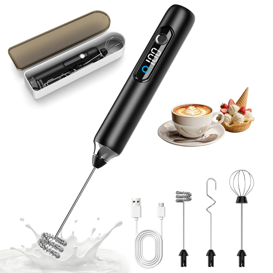 Milchaufschäumer Handheld USB-C Wiederaufladbar mit 3 Geschwindigkeitsstufe