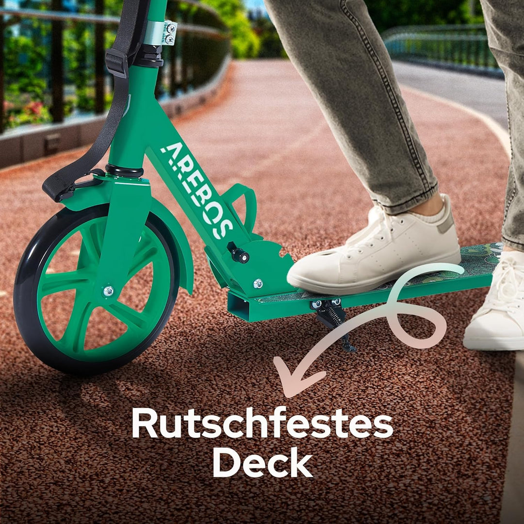 Arebos Cityroller Tretroller Scooter höhenverstellbar | klappbar | inkl. Traggurt | XXL Räder | Trit
