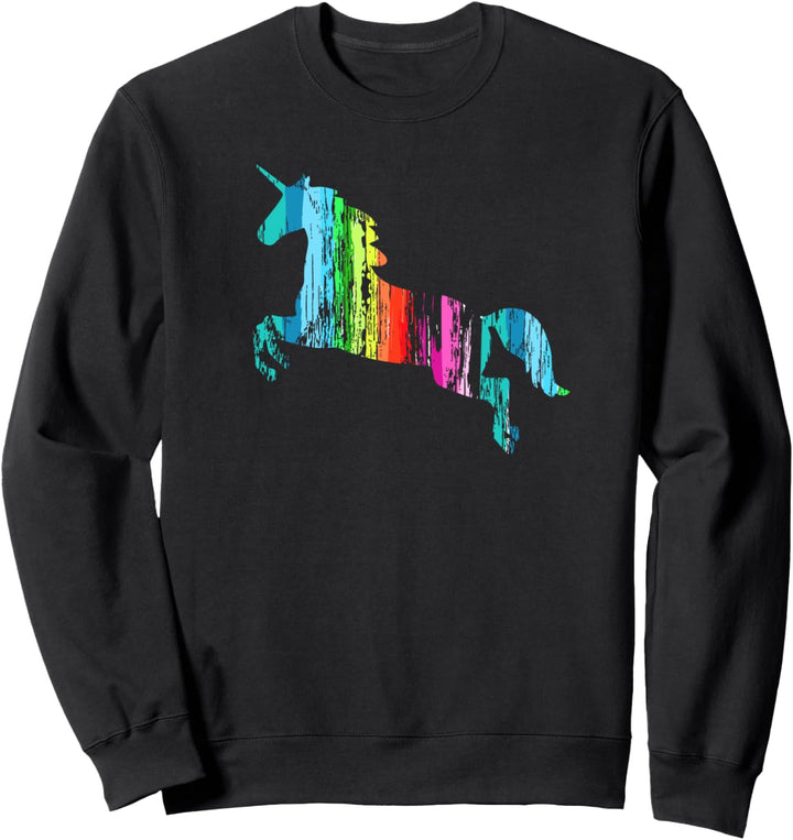 Verwittertes Regenbogen-Einhorn Pferd Magisch Sweatshirt
