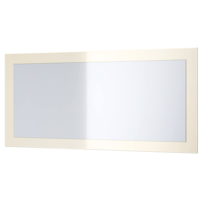 Vladon Spiegel Lima, Wandspiegel mit Rahmen im modernen Stil, Creme Hochglanz (89 x 45 cm), Creme Ho